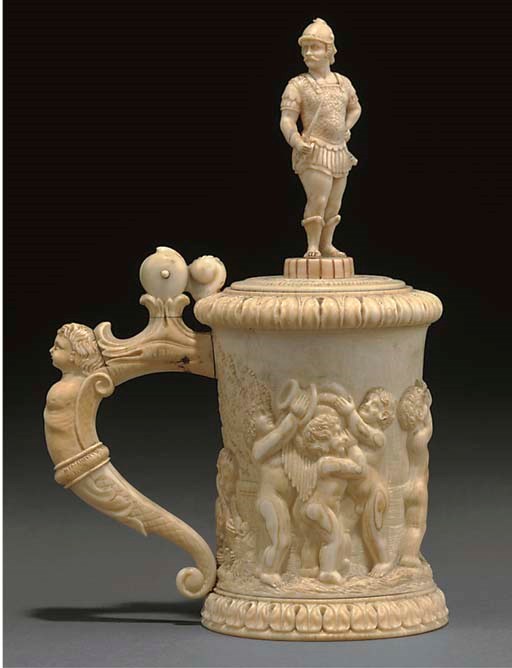 A FRENCH IVORY TANKARD