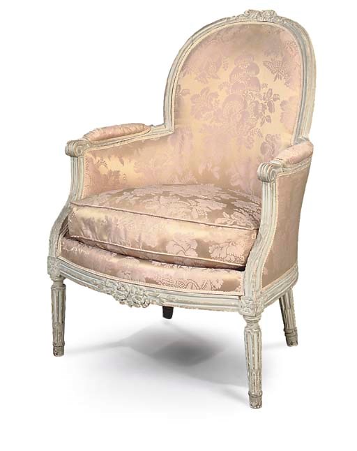 A LOUIS XVI GREY PAINTED BERGERE