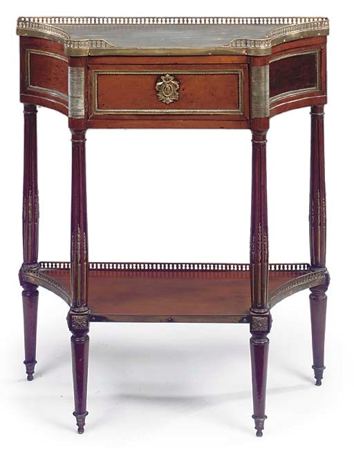 A LOUIS XVI BRASS MOUNTED MAHOGANY CONSOLE DESSERTE