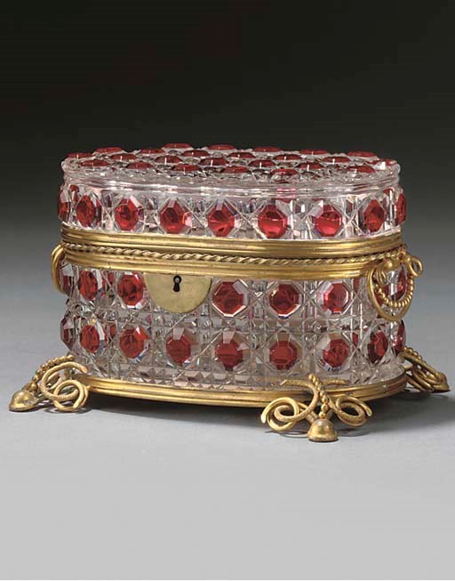 A GILT-METAL MOUNTED GLASS CASKET