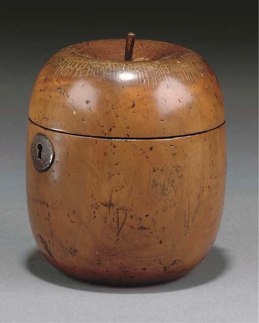 A FRUITWOOD TEA CADDY