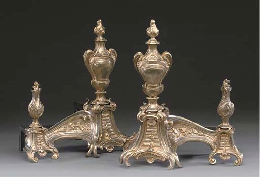 A PAIR OF GILT BRONZE CHENETS