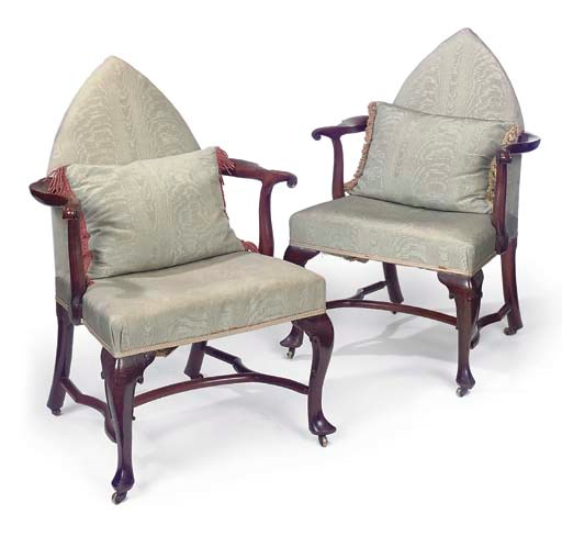 A PAIR OF MAHOGANY ARMCHAIRS