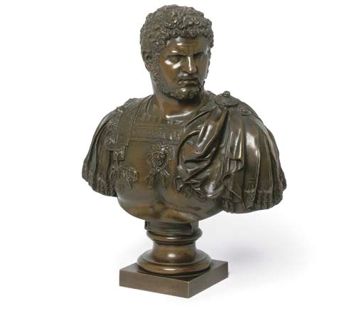 A FRENCH BRONZE BUST OF THE ROMAN EMPEROR CARACALLA