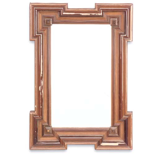 A GERMAN GRAINED WALNUT WALL MIRROR