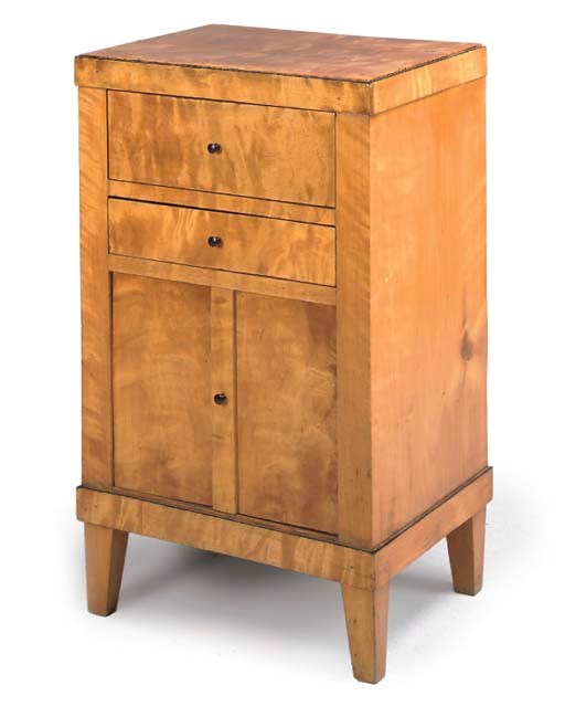 A BIEDERMEIER BIRCH POT CUPBOARD