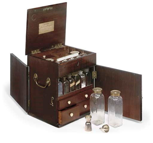 An early 19th-Century mahogany 'Duke of York' domestic medicine chest,