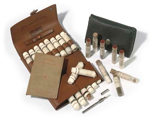 An early 20th-Century leather pocket case for 'Tabloids',