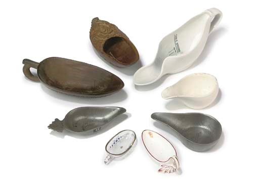A collection of 19th-Century pap-boats,
