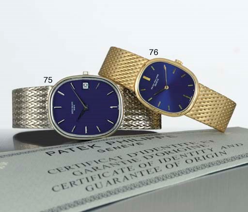 PATEK PHILIPPE. A FINE 18K GOLD OVAL BRACELET WATCH
