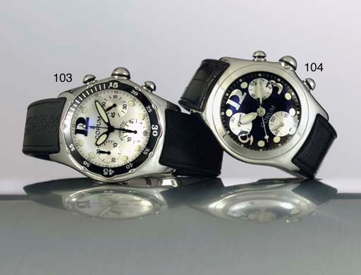 CORUM. A STAINLESS STEEL CHRONOGRAPH WRISTWATCH WITH DATE