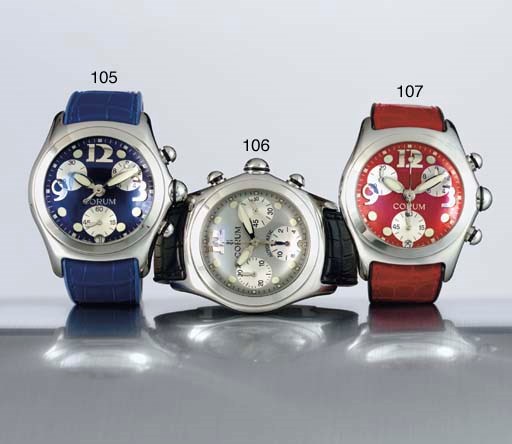 CORUM. A STAINLESS STEEL CHRONOGRAPH WRISTWATCH WITH DATE