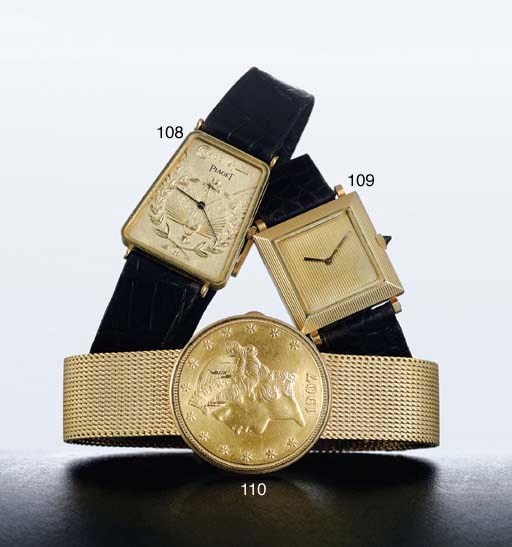 BOUCHERON. A LADY'S 18K GOLD SQUARE WRISTWATCH