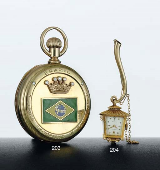 ROLEX. AN UNUSUAL 18K GOLD LANTERN-FORM KEYLESS LEVER PENDANT WATCH