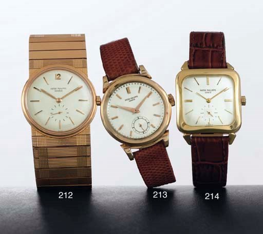 PATEK PHILIPPE. A RARE 18K PINK GOLD WRISTWATCH WITH SCROLL-FORM LUGS