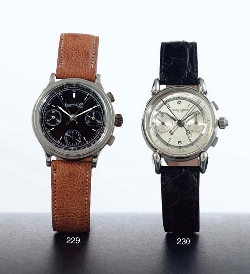 RECORD.  A RARE STAINLESS STEEL SPLIT SECONDS CHRONOGRAPH WRISTWATCH