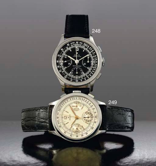 ROLEX. A FINE AND RARE LARGE STAINLESS STEEL CHRONOGRAPH WRISTWATCH