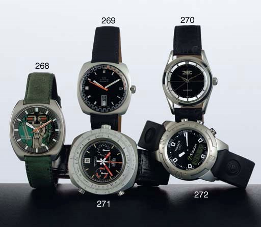 A GROUP OF THREE STAINLESS STEEL WRISTWATCHES