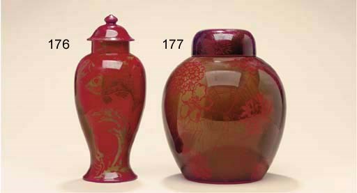 A BERNARD MOORE FLAMBE POTTERY VASE AND COVER