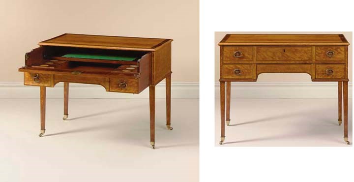 A GEORGE III INLAID-SATINWOOD WRITING-TABLE