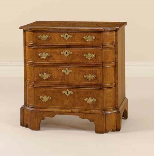 A GEORGE II INLAID-WALNUT CHEST-OF-DRAWERS