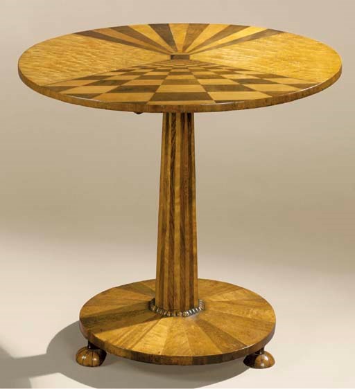 A REGENCY BIRD'S-EYE MAPLE AND FRUITWOOD PARQUETRY CENTER TABLE