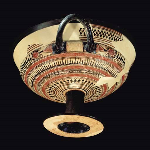 A LACONIAN POTTERY KYLIX, ATTRIBUTED TO THE BOREAD PAINTER - GROUP B