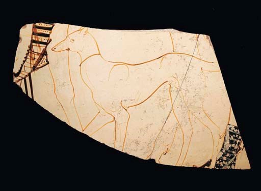 A LARGE ATTIC WHITE-GROUND VASE FRAGMENT, ATTRIBUTED TO THE PAN PAINTER