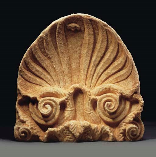 AN ATTIC MARBLE GRAVE STELE ANTHEMION FINIAL