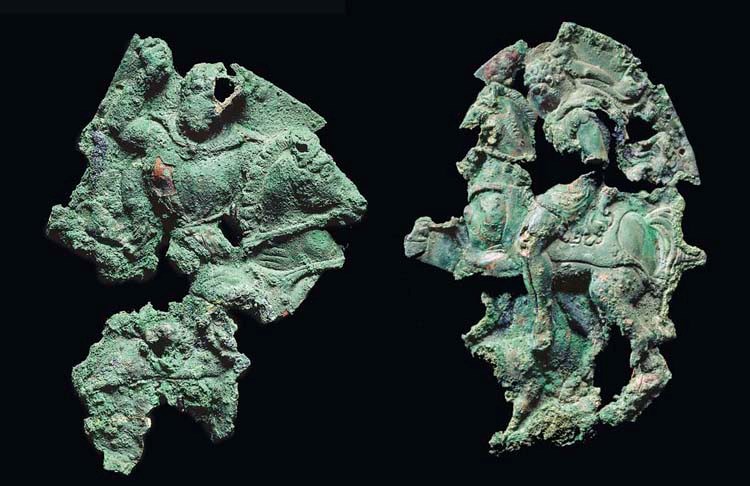 A GROUP OF GREEK BRONZE RELIEF FRAGMENTS