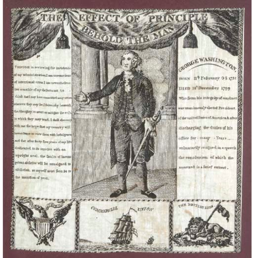 TWO PRINTED HANDKERCHIEFS,