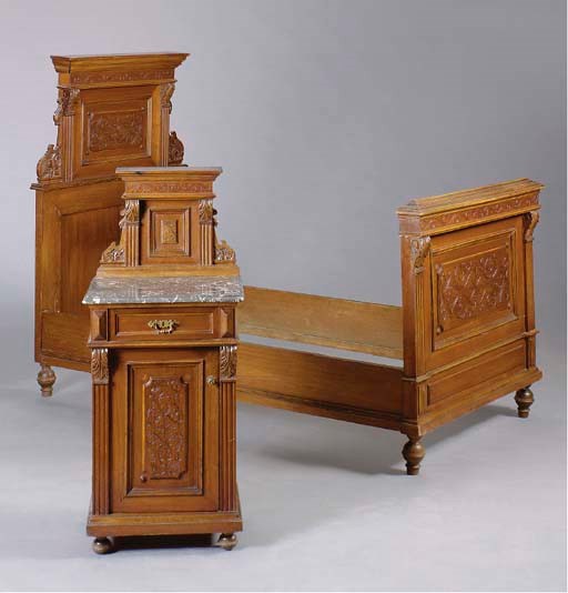 AN AMERICAN RENAISSANCE REVIVAL STYLE WALNUT BEDROOM SUITE,