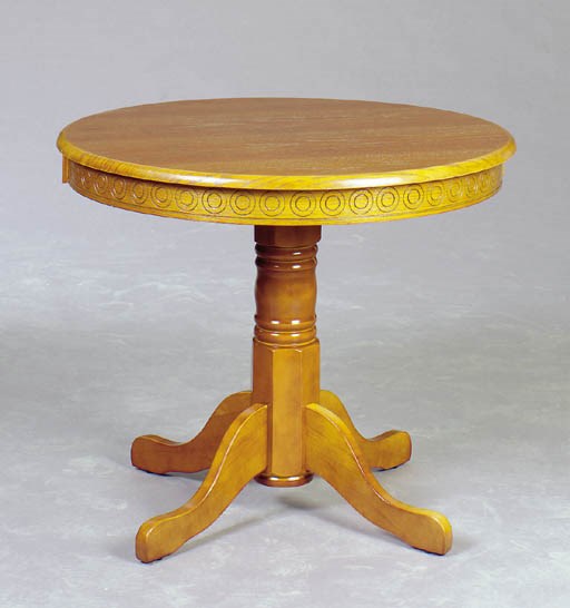 A PAIR OF OAK AND WALNUT CIRCULAR TRIPOD TABLES,