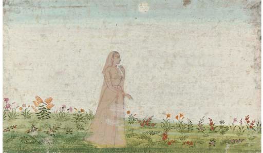A LADY IN A MEADOW, PAHARI, CIRCA 1840