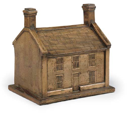 A VICTORIAN FRUITWOOD AND ROSEWOOD MONEY-BOX