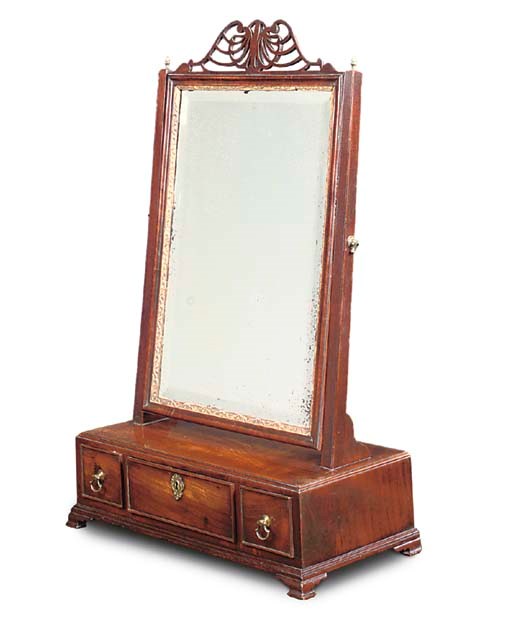 A GEORGE II MAHOGANY AND PARCEL-GILT DRESSING-MIRROR