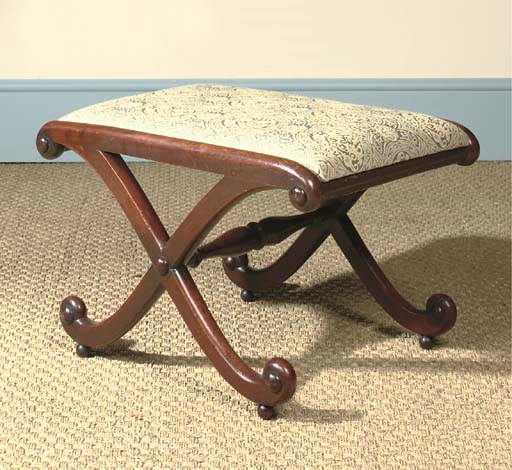 A REGENCY MAHOGANY X-FRAME STOOL