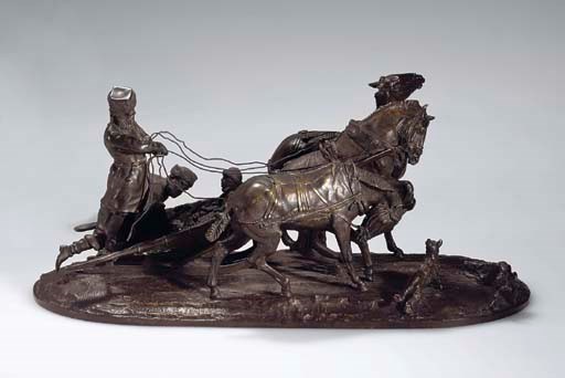 A BRONZE EQUESTRIAN GROUP