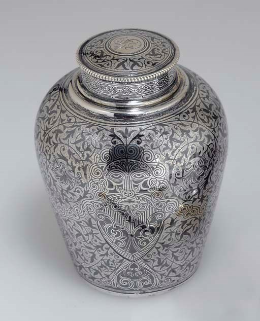 A SILVER NIELLO TEA-CADDY