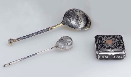 A SILVER, COPPER AND NIELLO BOX