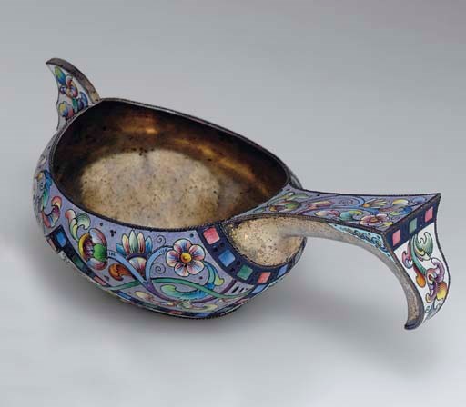 A SILVER-GILT AND CLOISONNÉ ENAMEL KOVSH