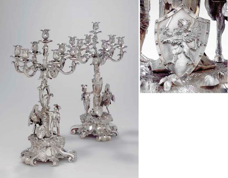 AN IMPORTANT PAIR OF SILVER CANDELABRA