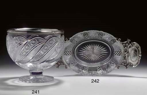 A SILVER-MOUNTED CUT-GLASS BOWL