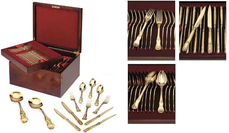 A GEORGE III SILVER-GILT DESSERT-SERVICE