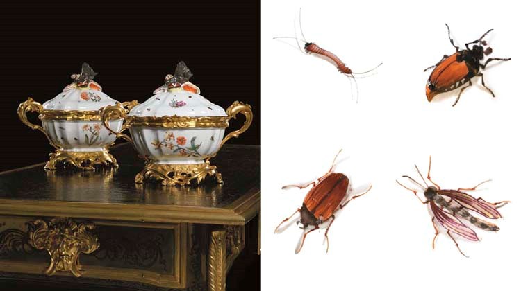 A PAIR OF FRENCH ORMOLU-MOUNTED MEISSEN PORCELAIN TUREENS AND COVERS