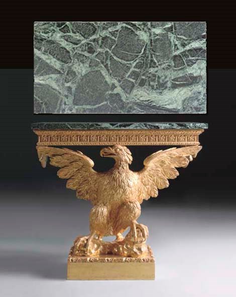 A GEORGE II GILTWOOD CONSOLE TABLE