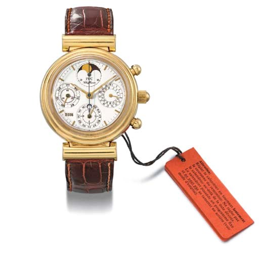 IWC. An 18K gold self-winding perpetual calendar chronograph wristwatch with phases of the moon and year indicator