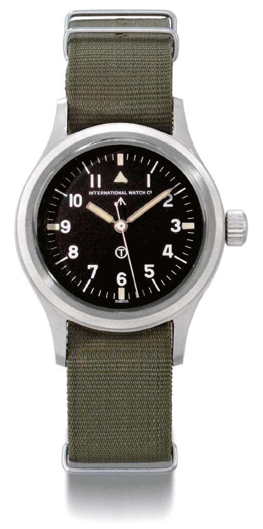 IWC. An unusual stainless steel military wristwatch with sweep centre seconds