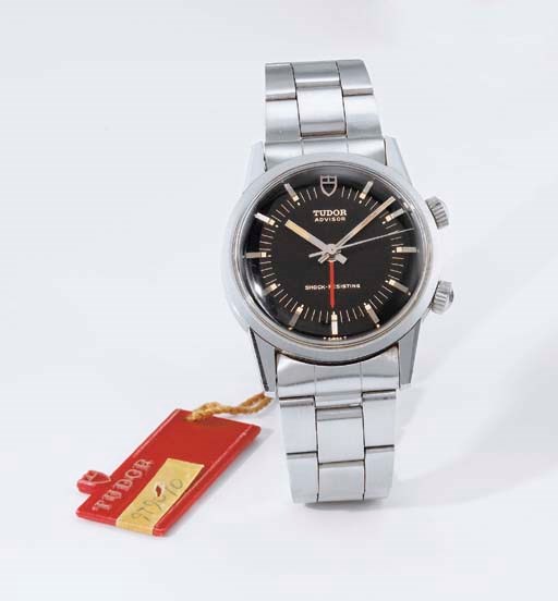 Tudor. An unusual stainless steel wristwatch with sweep centre seconds, alarm and bracelet