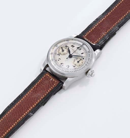 Geneva Sport. An unusual and small stainless steel single button chronograph wristwatch